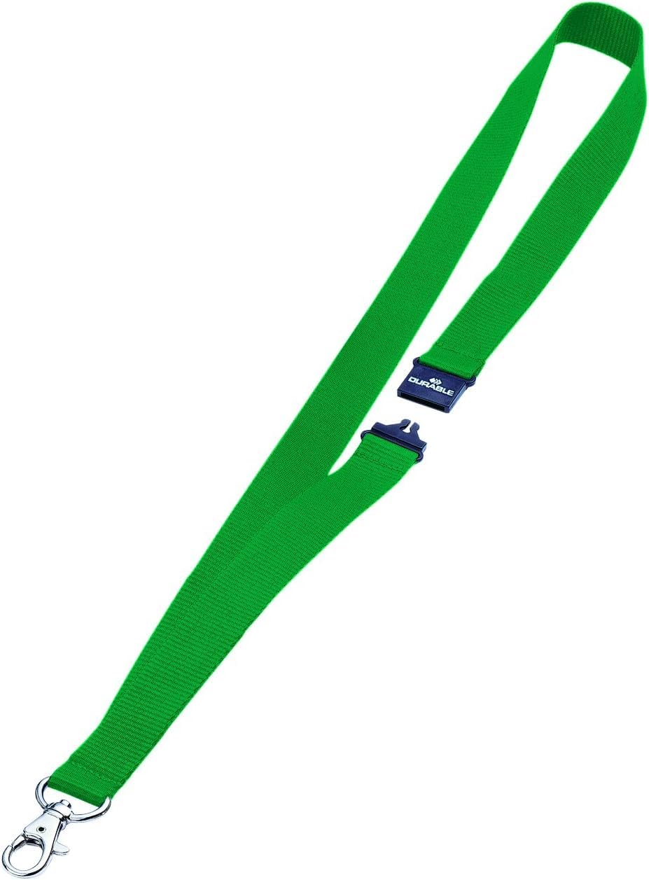 Durable Textile Lanyard 20 mm Green | Pack of 10 Necklaces | Includes Safety Release | Holds a Variety of Badges and Passes