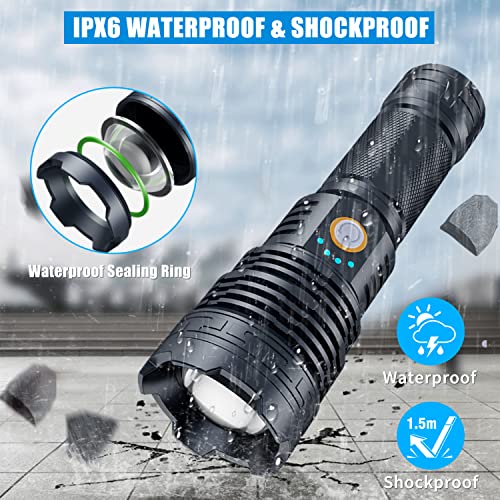 Flashlight High Lumens Rechargeable, 90000 Lumens Super Bright Tactical Flashlights with Battery, 5 Modes, IPX6… - Image 6