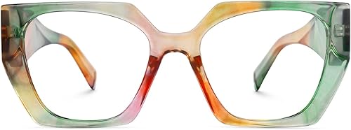 Zeelool Marco de gafas geométricas vintage para mujer con lente transparente sin receta Fecli ZJGP909372