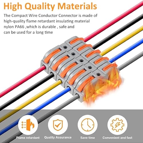Image of Bellox 17Pcs Lever Wire Cable Connectors, 1 in 1 Out Electrical Splice Inline Terminals, 24-12 AWG Push Type Quick Splice Lock Compact Wire Jointer Conductor For Home, Electrician Use