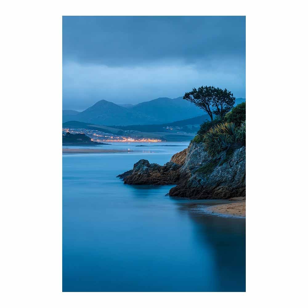 HOQIU Landscape wall art Blue Coastsal Mountain Views canvas art, art print, house decor, bedroom wall decor above bed, prints for living room.(Multicolor)-40x60cm Unframed