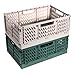 Set di 2 scatole pieghevoli in plastica, resistenti, pieghevoli, impilabili, per riporre cucina, camera da letto, studio, ufficio, giardino (grigio + verde scuro, 30,5 x 20 x 12 cm)
