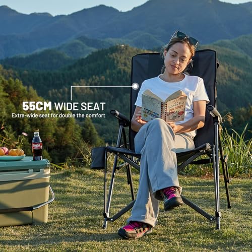 TIMBER RIDGE High Camping Chair for Adults Heavy Duty, 150kg Oversized Folding Garden Chairs Padded Comfy with High Back & Cup Holder, Portable Beach Fishing outdoor Picnic Dining - Image 6