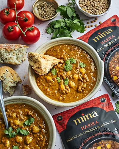 Mina Harira, Moroccan Chickpea & Lentil Soup, Ready To Eat Meal, High In Plant Based Protein, Vegan, Non-Gmo, Gluten Free, Kosher, Microwavable, Fully Cooked Entrée, 10 Oz #TOP4