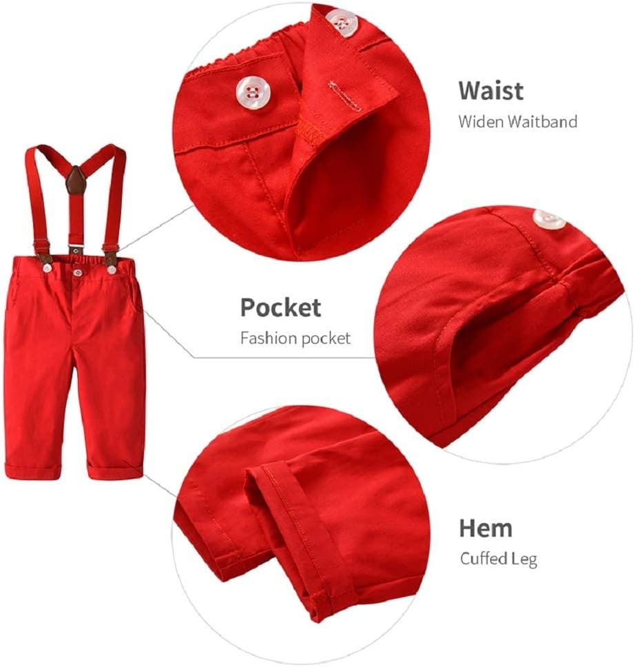 XIFAMNIY Baby Boys Christmas Gentleman Outfit 3Pcs Pants and Top Sets Newborn