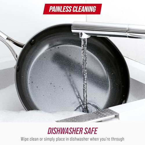 Image of Blue Diamond 8 inch Nonstick Frying Pan Skillet, Ceramic Diamond Infused PFAS-Free, Dishwasher & Oven Safe, Stay Cool Handle, Durable Non Toxic Metal Utensil Safe, Egg & Omelet Pan, Pink