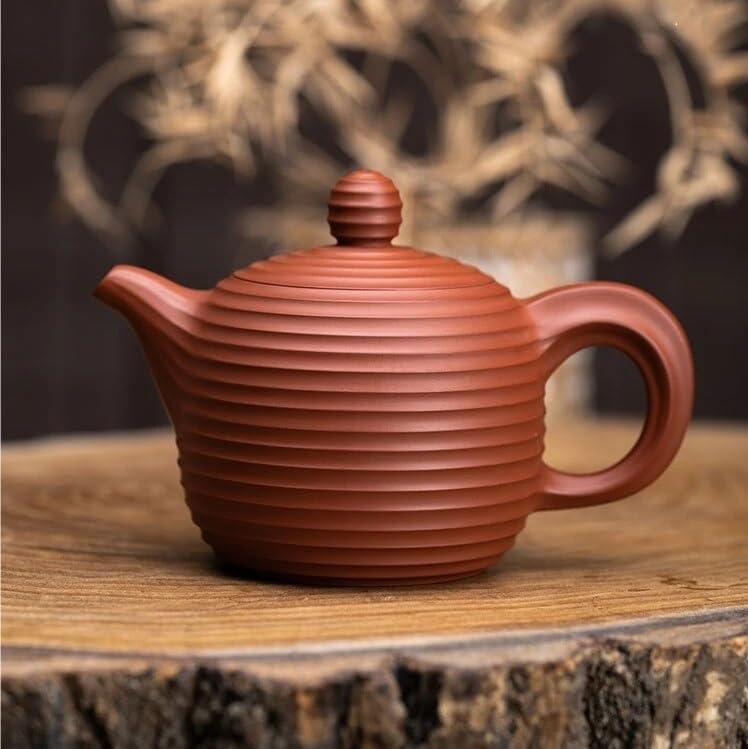Teiera in ceramica cinese classica a strisce viola, teiera per tè sfuso, teiera per tè retrò, teiera per tè di casa, teiera, set da tè, teiera, forniture per la cerimonia del tè cinese, teiera (teie