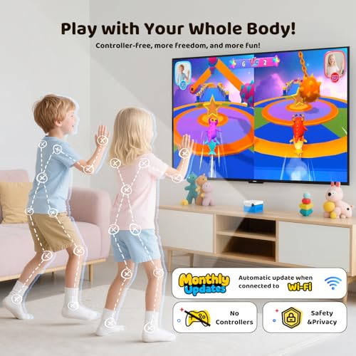 Image of KINHANK MotionX Game Console for Kids & Family,Interactive AI Video System with 40 Games,Multi-Player Active Play Connects to TV Plug&Play for Adults & Children,No Controllers Needed