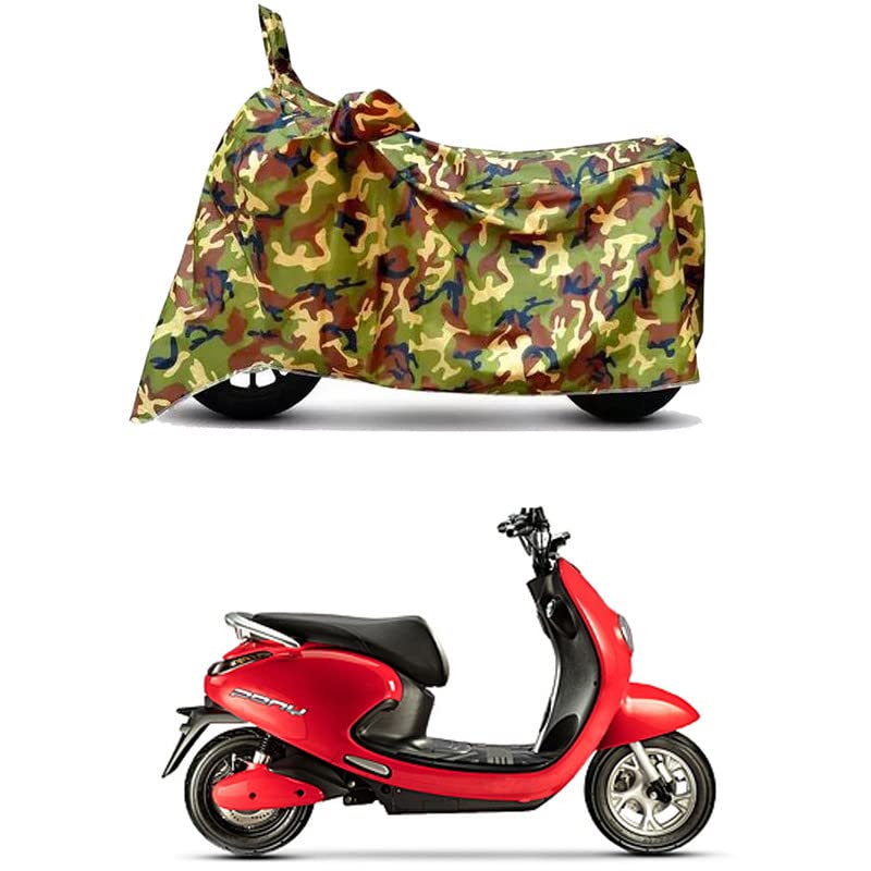 Image of Waterproof 100% PVC Coated Bike Scooty Two Wheeler Body Cover Compatible for Evolet Pony Classic /UV-Rays /Heat Protection /Birds Dropping /Scratchproof /Dust Proof [6X6 Jungle Print]