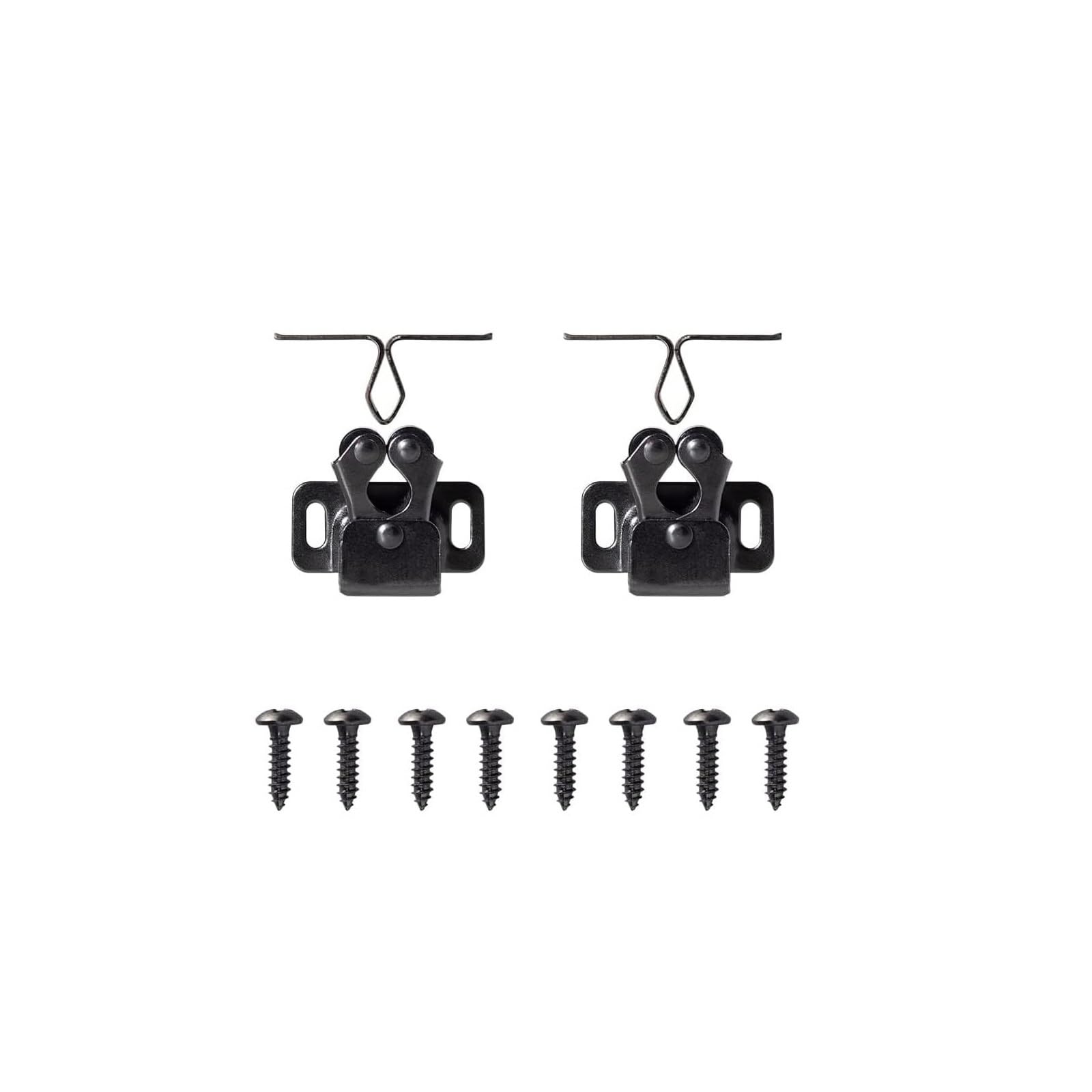 Iklaaqetbxps Black Nickel 2Pcs Antique Copper Double Roller Door Catches, Cabinet Cupboard Latch Stoppers With Striker And Screws(Black Nickel 2Pcs)