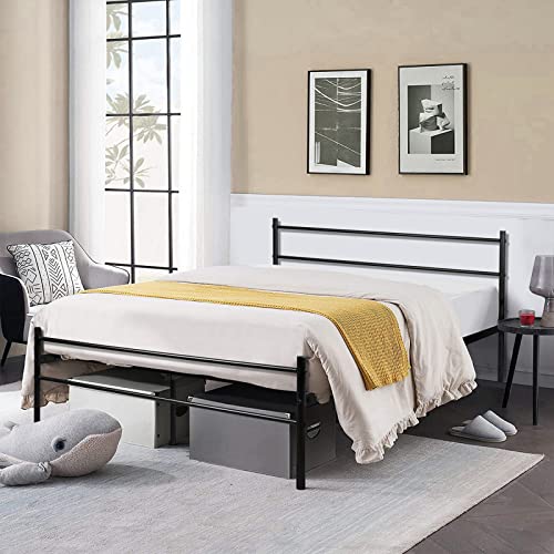 HJ-WeDoo-Metallbett-Doppelbett-Tagesbett-Jugendbett-Kinderbett-Gaestebett-Bettsofa-Bettgestell-Bettrahmen-Stahlbett-Bett-Gestell-140-x-190-cm-Schwarz