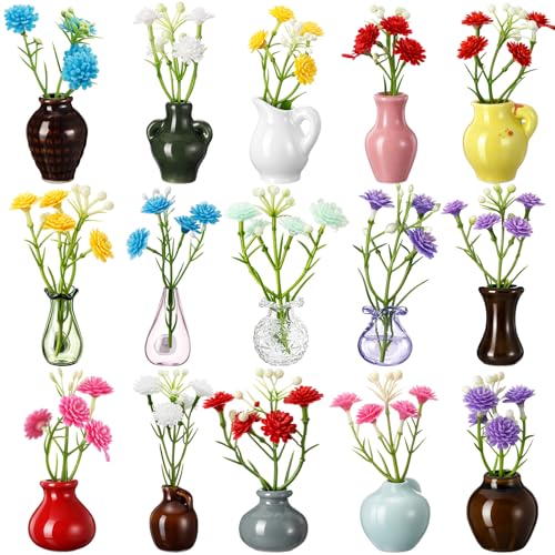 Konohan Set 15 Imanes Mini Florero Cerámico Decorativo