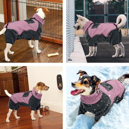 Hundepullover XL, Hundejacke Fleece Hundemantel für Mittlere Hunde, Onesie Hundeoverall Mit Beinen, Hunter Anzug (Rosa, XL)
