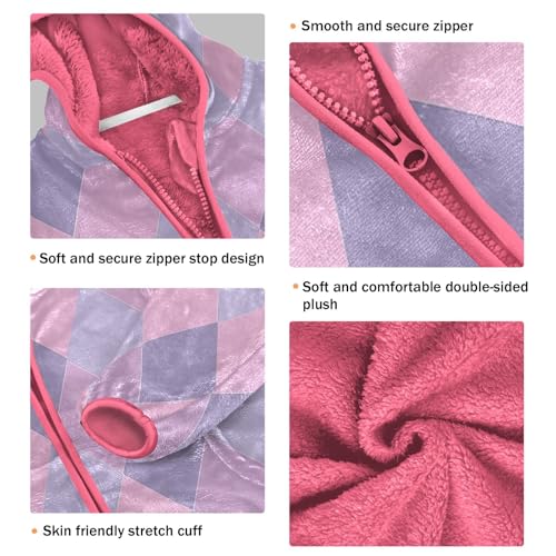 GuoChe Plaid Purple Pink Blue Boy Hooded Fleece Jacket3