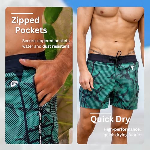 Tucann Men's Trunks 5" Compression Liner Quick Dry Zipper Pocket Chlorine Resistan 4 Way Stretch Camouflage Shorts for Men2