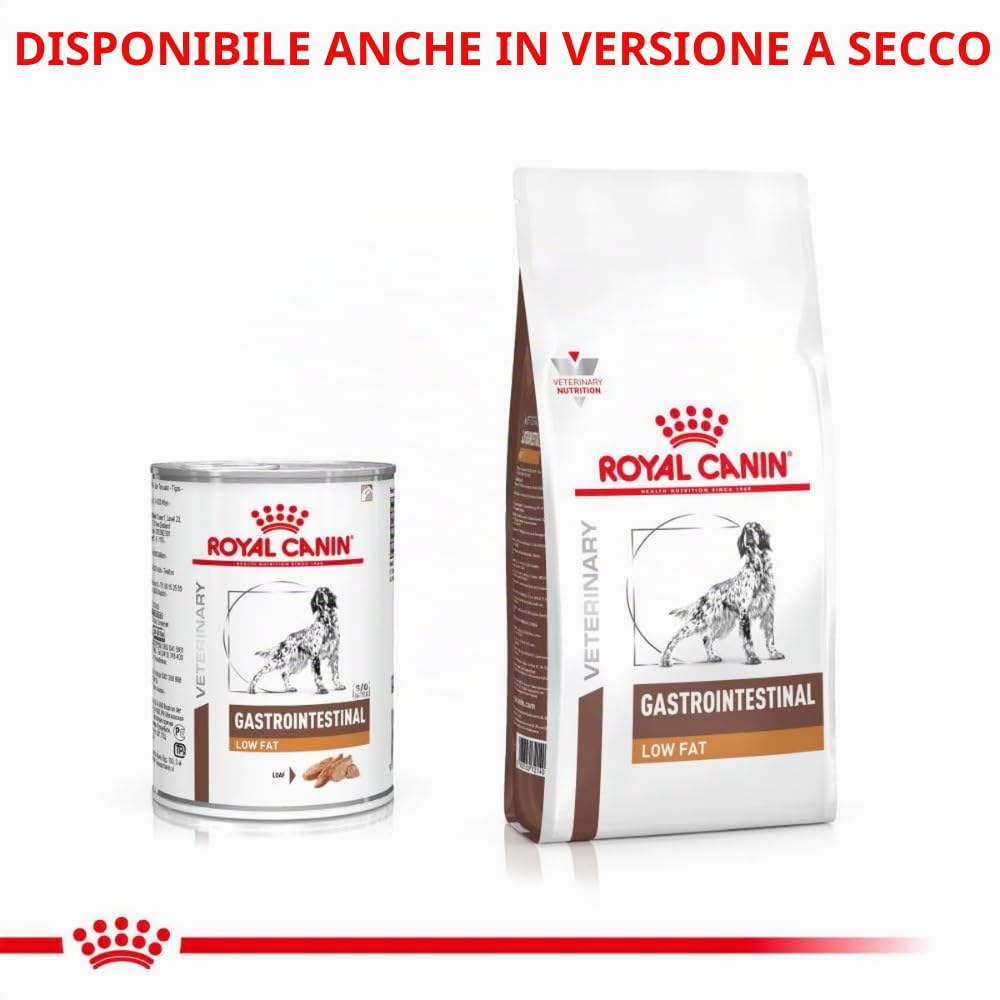 Royal Canin Veterinary Gastrointestinal Low Fat Mousse | 12 x 420 g | Mangime dietetico completo per cani adulti | Per il supporto digestivo e l'obesità.