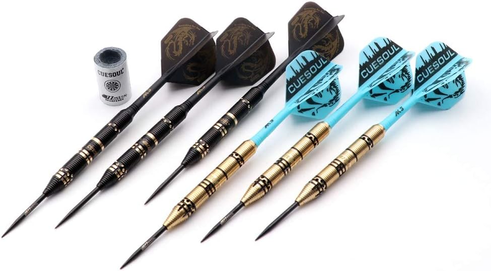 CUESOUL Jazz-Metal Luxury Steel Tip Darts Set 21g/24g/26g with AK5 Integrated Dart Flights