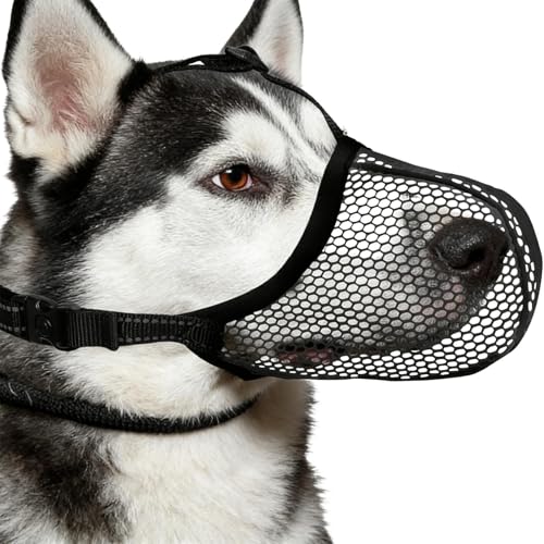 Muzzle for Medium Sized Dog,Anti-Bark Adjustable Breathable,Mesh Dog Muzzle to Prevent Biting - for Small Medium Large Puppy Outdoor Walking Vet Visit Grooming