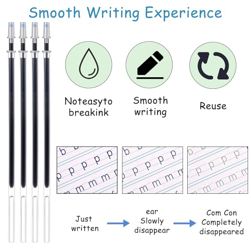 Wanmu 20 Magischer Stift Nachfüllungen mit 2 Magischen Stiften und 2 Steckdosenkorrektur, Wiederverwendbar Zeichenstift der unsichtbaren Tinte für Magisches Übungs-Kopierbuch, Buch, Kalligraphie