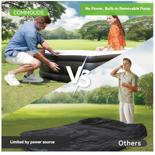 COMMOUDS Twin Air Mattress with Built-in Battery Powered Removable Pump, 13" High Inflatable Mattress, Portable Blow up Mattress, Air Bed for Camping, Home and Guest