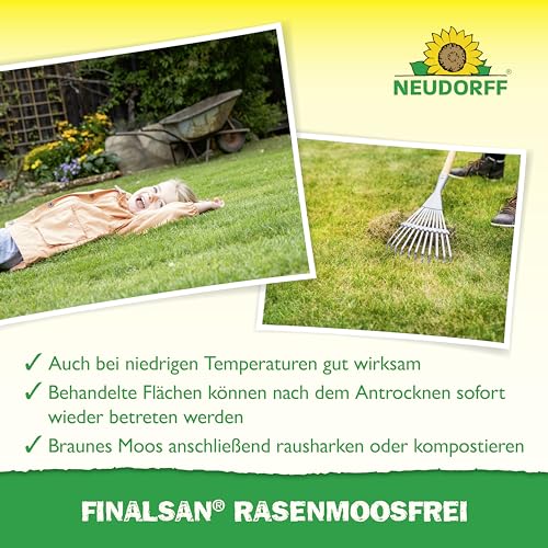 Foto von Neudorff Finalsan RasenMoosfrei – Rasenmoosvernichter mit Sofort- und monatelanger Dauerwirkung bekämpft effektiv und schonend Moos im Rasen, 1 Liter