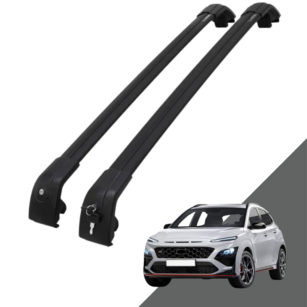 Photo 1 of Roof Rack Side Rails Black Cross Bars Fit for Compatible with Hyundai KONA 2018-2022 Adjustable Lockable
