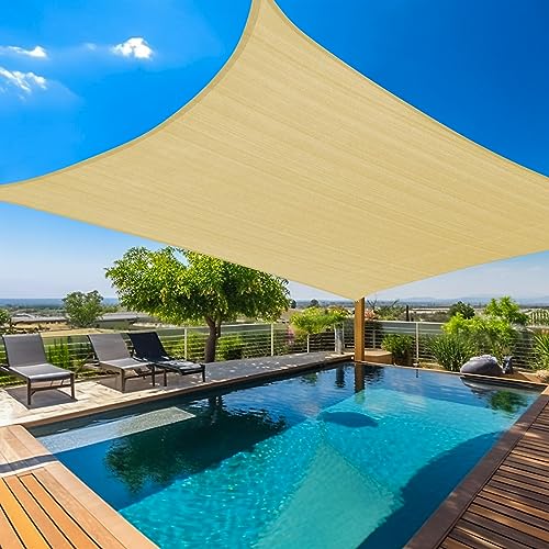 Image of Amagenix Sun Shade Sails Canopy, Beige Outdoor Shade Canopy 8'x 15' UV Block Sunshades for Patio Garden Backyard,CYHSR0815H0