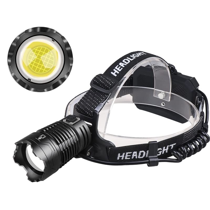 Junchi 200000 Lumens Headlamp USB Rechargeable Super Bright LED Headlamps,IPX6 Level Waterproof Head Lamp with 4 Modes,90° Adjustable Hands-Free Head Torch for Outdoor Camping,Cycling,Climbing
