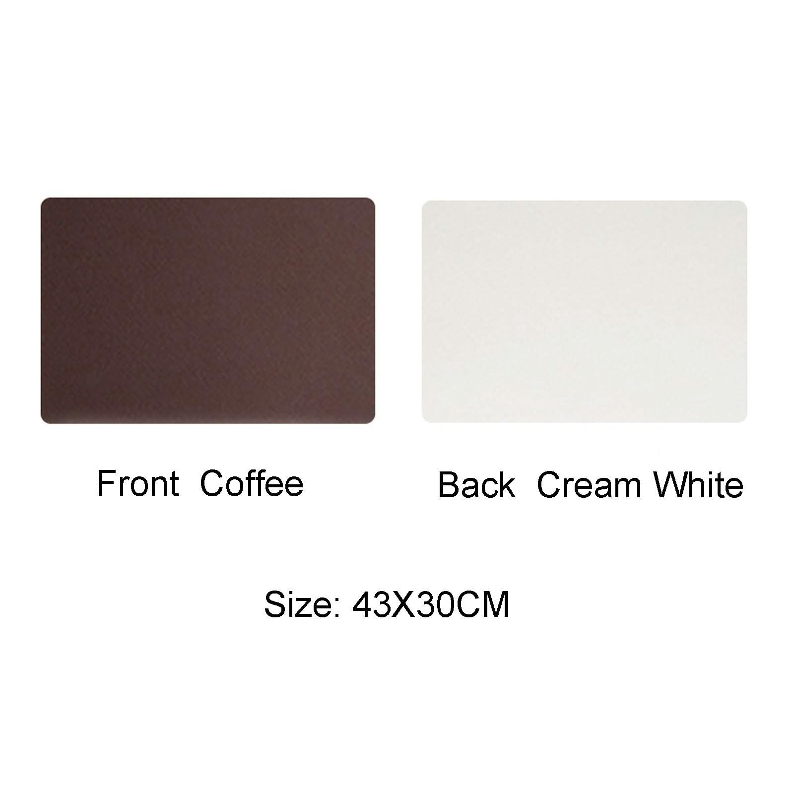 Manteles Individuales 8 PCS,43 x 30 CM,Salvamantel Individual Cuero PU Color Sólido con Doble Cara Mantel Individual Rectangular Café Beige Blanco