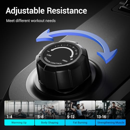 UMAY Rowing Machine, Rowing Machines for Home Gym with Extended Double Rails, Rower Machine with 16 Levels of Quiet Resistance, 158 kg Weight Capacity - Image 5