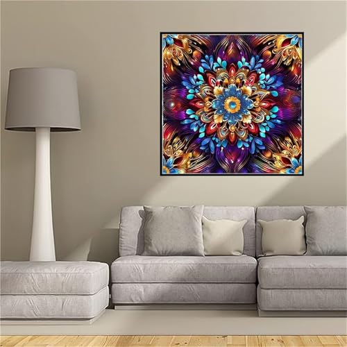Diamond Painting fleurs colorées 5D grand format 100x100 cm avec kit complet broderie mosaïque DIY