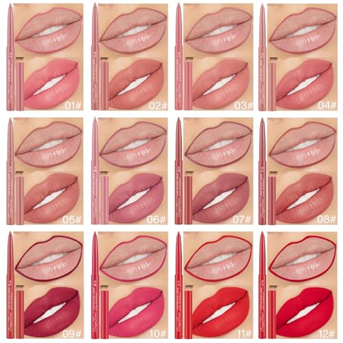 12PCS Lip Liner Set, Velvet Matte Waterproof Long-lasting Lip Colour for Touch-ups and Fillers, Highly Pigmented, Non-Sticky, for Women to Create the Perfect Lip Look (#A) - Image 5