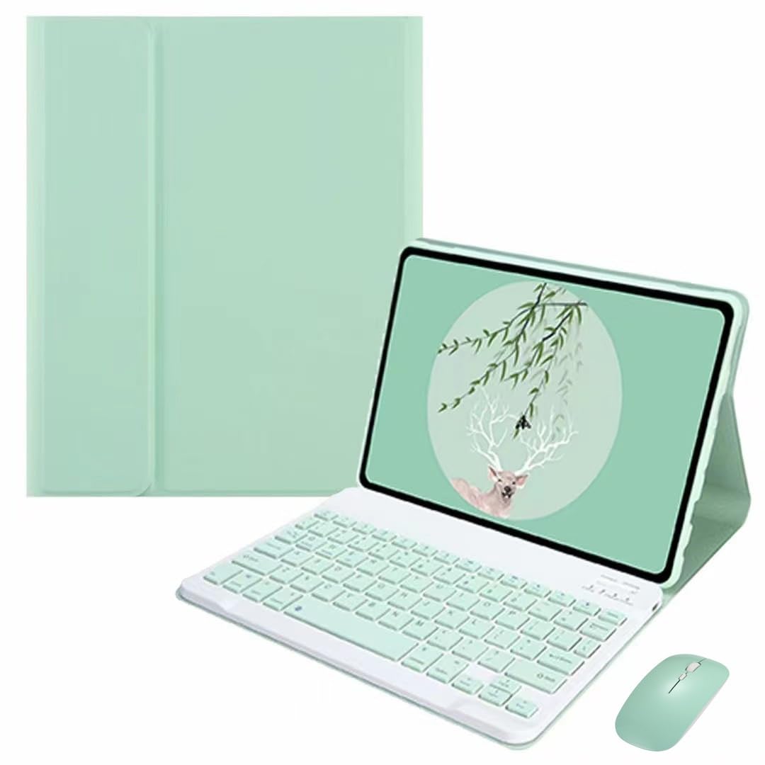 Keyboard Case Mouse for Galaxy Tab A7 Lite 8.7 Inch SM-T220/T225/T227, Detachable Cute Color Keyboard Case with S Pen Holder,Mint Green