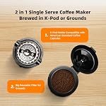 Single Serve Coffee Maker Machine for K-Cup and Ground Coffee, 6 to 12 oz. Brew Sizes, Fast Brew Single Cup Coffee Machine with Descaling Reminder and Water Window, Perfect for Small Spaces, Pink