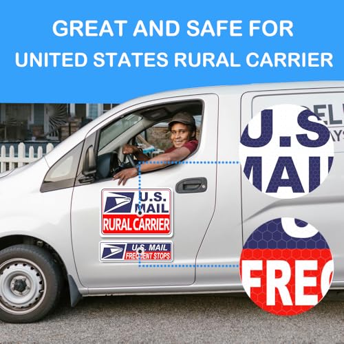 Image of 4 Pack Reflective Rural Carrier Magnetic Signs, Heavy Duty Rural Mail Delivery Magnets, Professional U.S. Driver Magnetic Signs Decal Waterproof Magnetic Bumper Stickers - 30 Mil Thicknesses