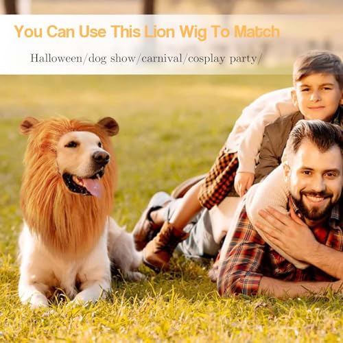 VIDSTW Lions Mane mit Realistische Ohren für Hundekostüm Halloween Löwenmähne Perücke Hundekostüm Einstellbar Löwenmähne Hund Halloween Kostüm Hund für Haustier Verkleiden (Hellbraun)
