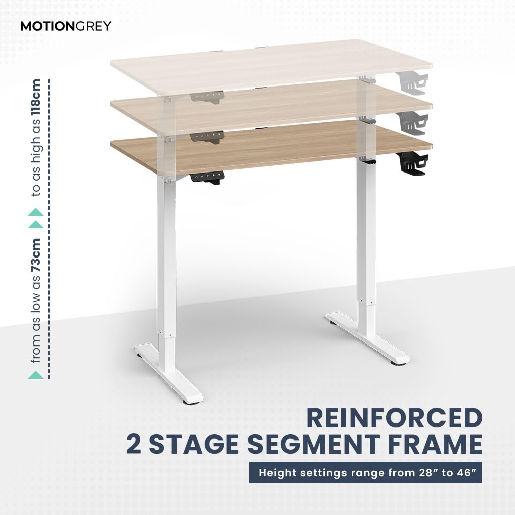 MOTIONGREY - Electric Motor Height Adjustable Standing Desk Ergonomic Stand Up Desk Adjustable Computer Sit Stand Desk Stand — view 6