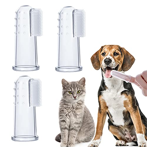 Molain Dog Toothbrushâ€“ 3 Pcs Pet Toothbrushes Fingertip Toothbrush for Cat, Super Soft Oral Care Toothbrushes Finger Brush for All Pets Tooth Cleaning Brush