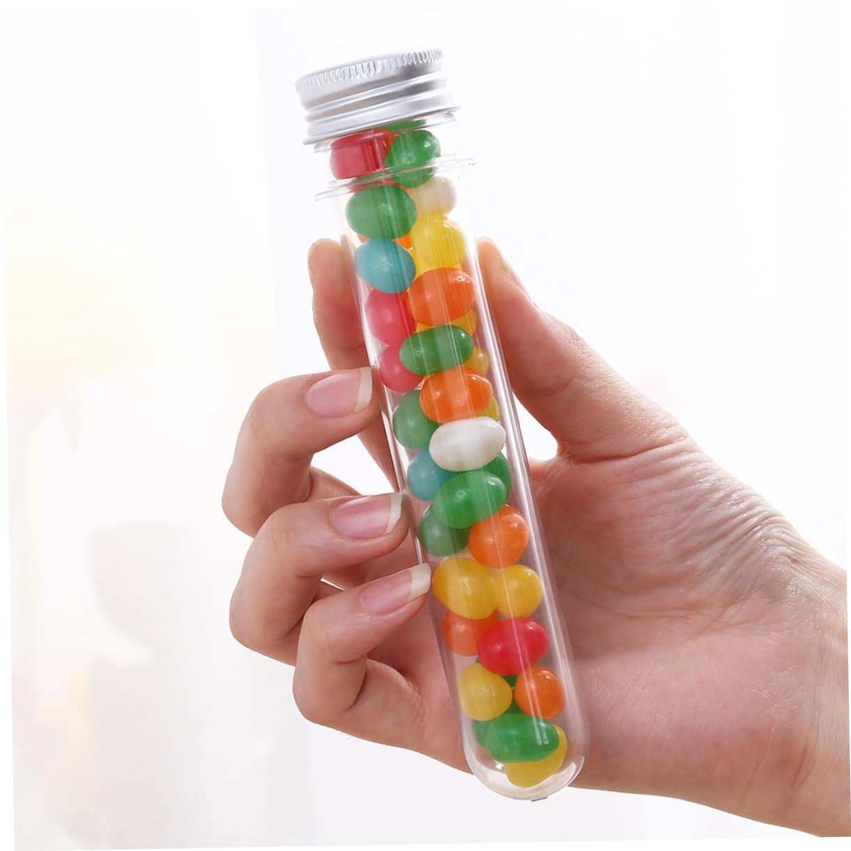 Healeved 50 Piezas Frascos de Tubo de Ensayo Transparentes de Tubos de Almacenamiento de Pet para Baño y Dulces