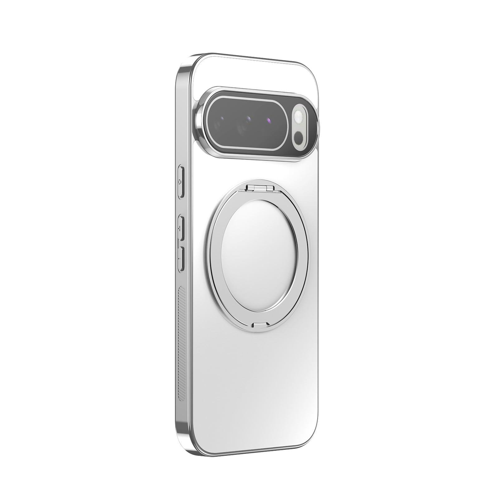 Generic Funda compatible con Google Pixel 9A (color: blanco) con soporte de metal esmerilado, carcasa rígida