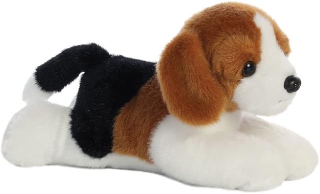 AURORA, 31185, Mini Flopsies Homer Beagle, 8In, Soft Toy, (Black, Bown, White)