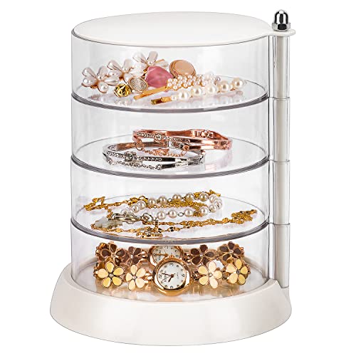 JessLab Organizador de Accesorios para el Cabello, 4 Capas Acrílico Transparente para Horquillas de Niñas Caja de Almacenamiento Clasificada por Capas para Accesorios de Cabello y Pulseras Brazaletes