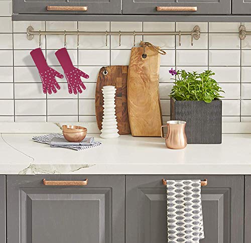 Oven Gloves With Fingers By Beets & Berry, Cooking Gloves Heat Resistant Up To 650°F, For Small Hands, Baking Gloves Extra Long, Bbq Glove, Oven Glove, Kitchen Gloves For Oven, Grill Gloves, Maroon #TOP5