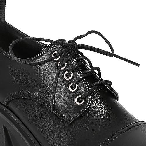 Women's Patent Leather Lug Sole Chunky Heel Oxfords,Fashion Lace Up Height Increase Platform Gothic Oxfords Pumps Business Work Dress Shoes2