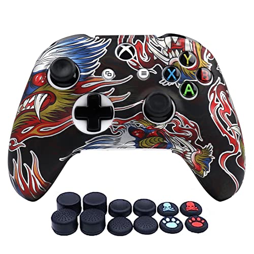 RALAN Capa de controle Dragon Design para Xbox One, capa protetora de silicone antiderrapante compat