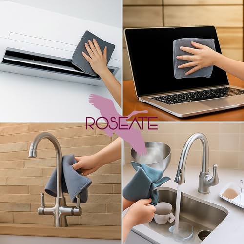 Image of Roseate Microfiber Cleaining Cloth Roll (25x25 cm / 20 Towels) Resuable Tear Away Kitchen Cleaning & Washable Towels for Kitchen, Home, Car, Utensils (Grey 1 Roll)