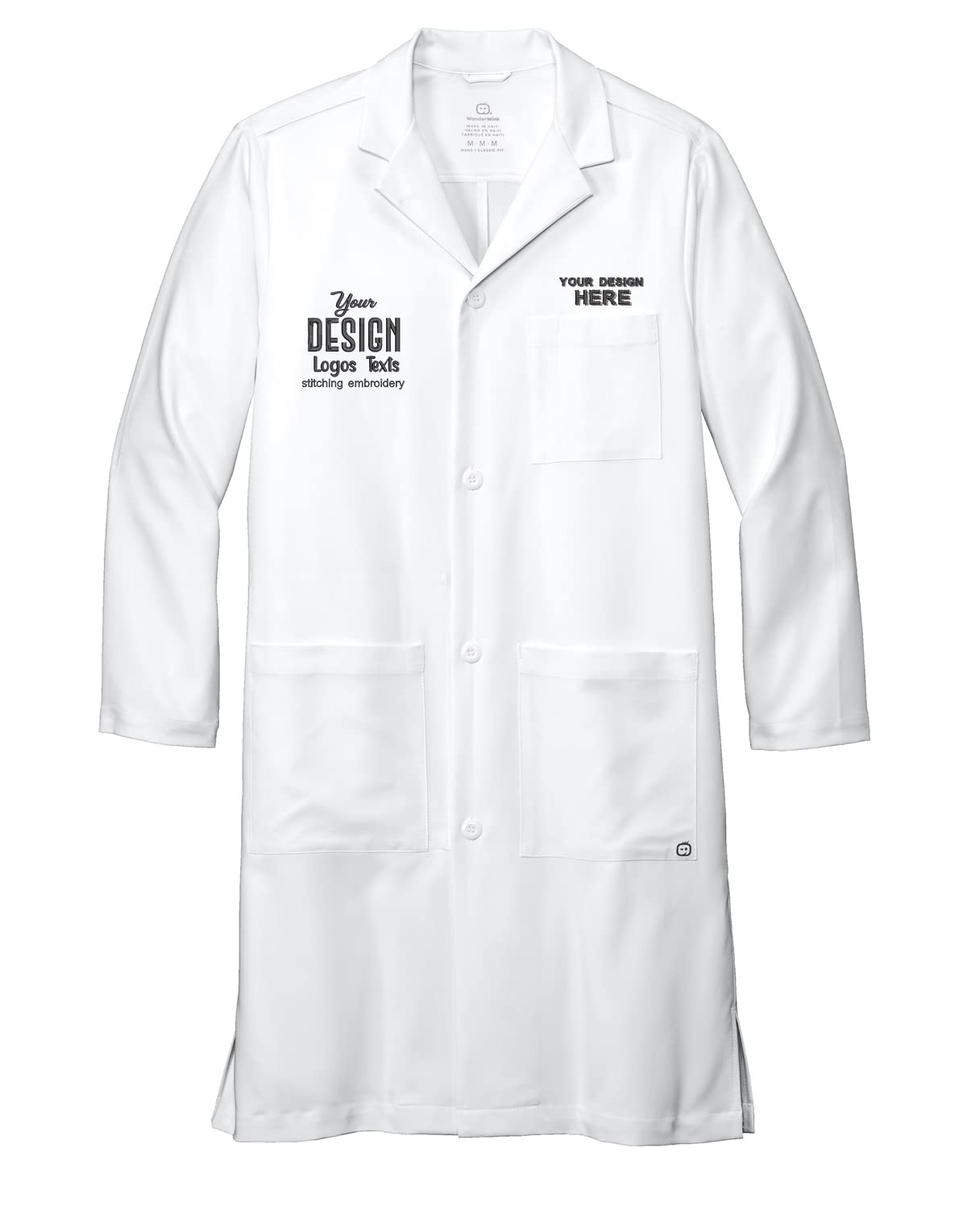 INK STITCH Men WW5172 Custom Embroidery Logo Texts Long Lab Coat - 2XL