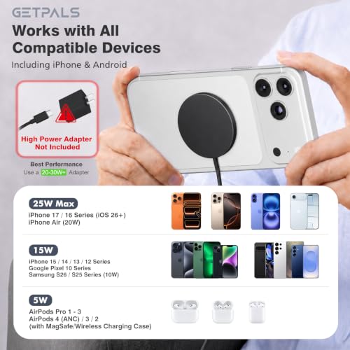 Image of 25W Magnetic Portable Fast Wireless Charging Pad for Apple iPhone Series