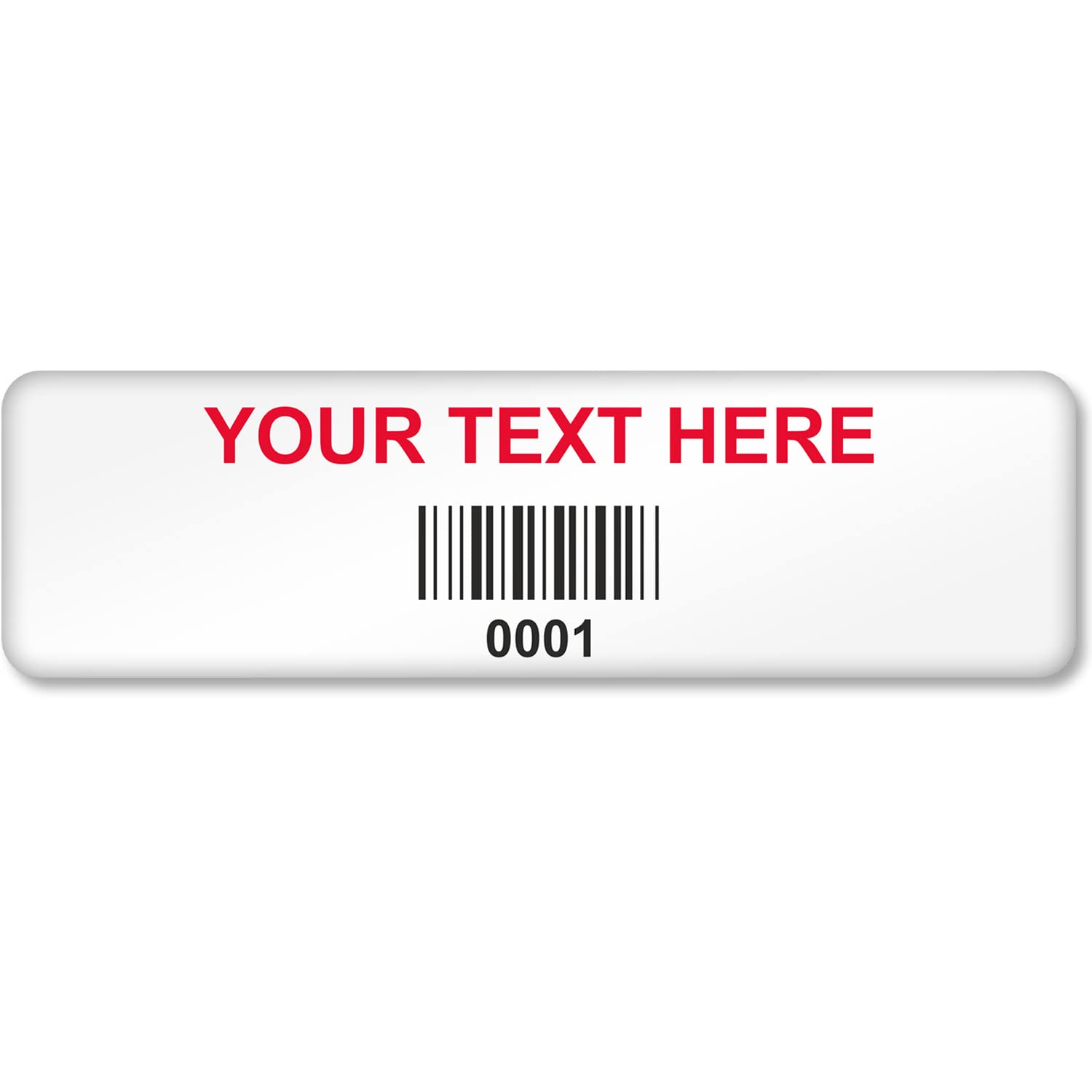 Add Your Text Here Rectangular Custom Asset Label/Tag with Barcode | 0.5" x 1.75" Paper, Pack of 100, Made in USA
