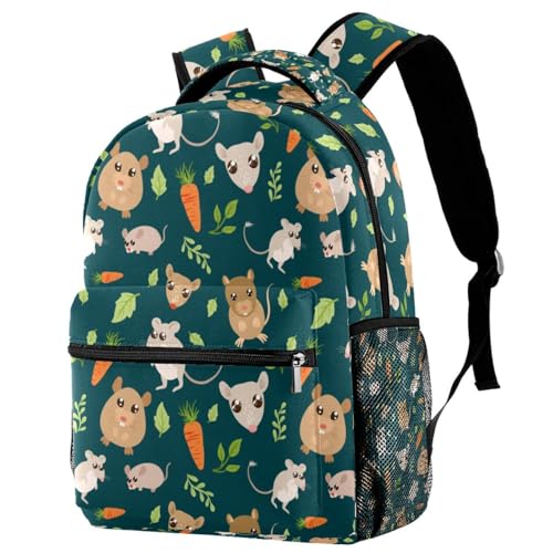 Sac à dos d'école imprimé souris et carotte multicolore pour garçons et filles